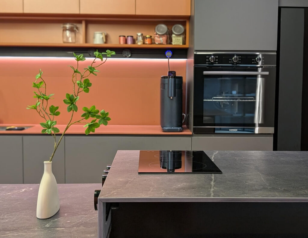 Modern kitchen with white countertop