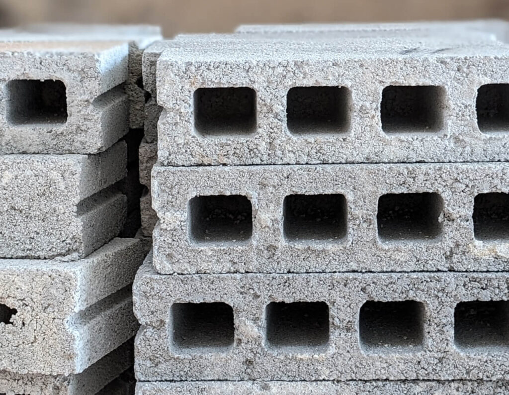Stacked hollow blocks