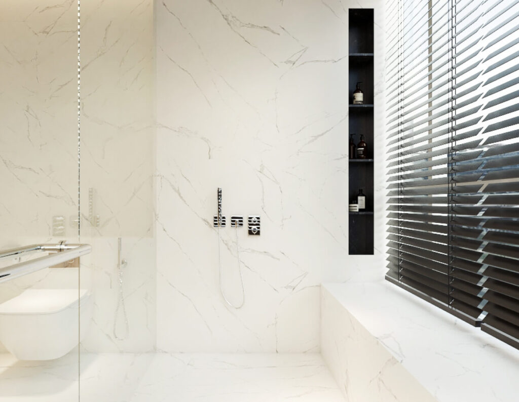 Modern bathroom with floating vanity
