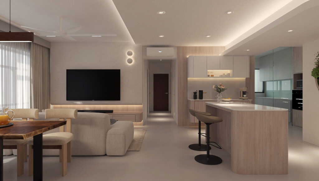 4-room HDB BTO flat showcasing open concept living and dining design.