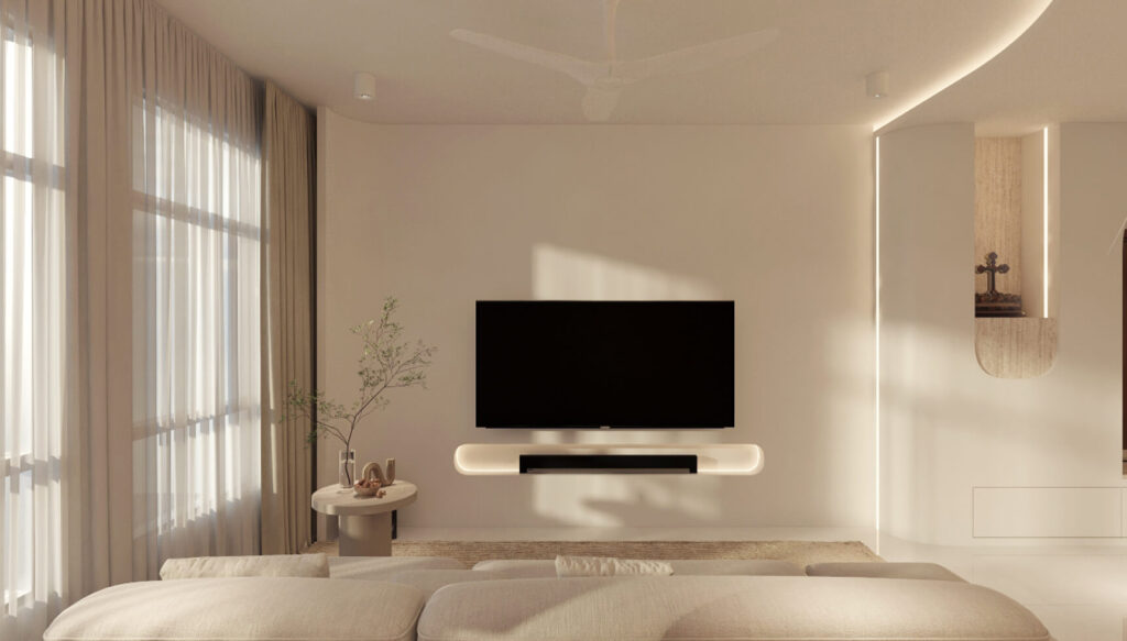 Layered lighting design in a 4-room HDB BTO living room